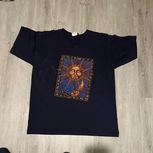 Vintage Scooby doo Cartoon Network Sun and Moon v neck Graphic T-Shirt